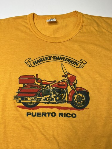 Vintage 70s 80s Harley Davidson HD of Puerto Rico Tshirt Sz XL Yellow New VTG - Picture 2 of 9