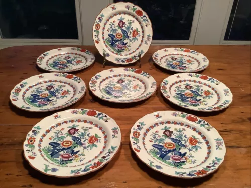 Booths “The Pompadour” England Dinner Plates 10 5/8” Set Of 8