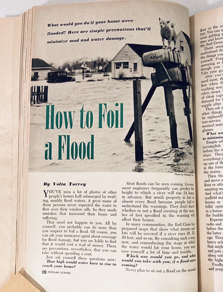 1949 Popular Science Bound Shop Notes Feb - Dec How to Foil a Flood Model Planes Foto 2 de 4