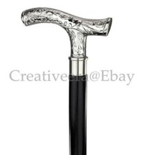 Antique Chrome Brass Derby Head Handle Victorian Wooden Walking Stick Cane Gifts