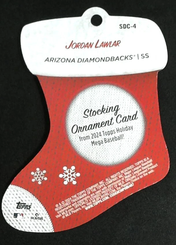 2024 Topps Holiday JORDAN LAWLAR RC Stocking Ornament SDC-4  SP DIAMONDBACKS - Image 2 of 2