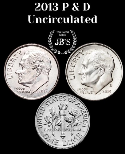 2013 P&D Roosevelt Dime 2 coin Set BRILLIANT UNCIRCULATED *JB's Coins*