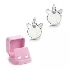 Unicorn New 925 Sterling Silver Stud Earrings Girls Women Jewelry New Free Ship!