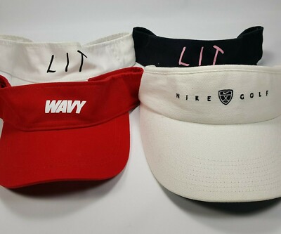 LOT OF 4 sun visor NIKE UNISEX with Adjustable Band White, LIT  WAVY hat cap sun