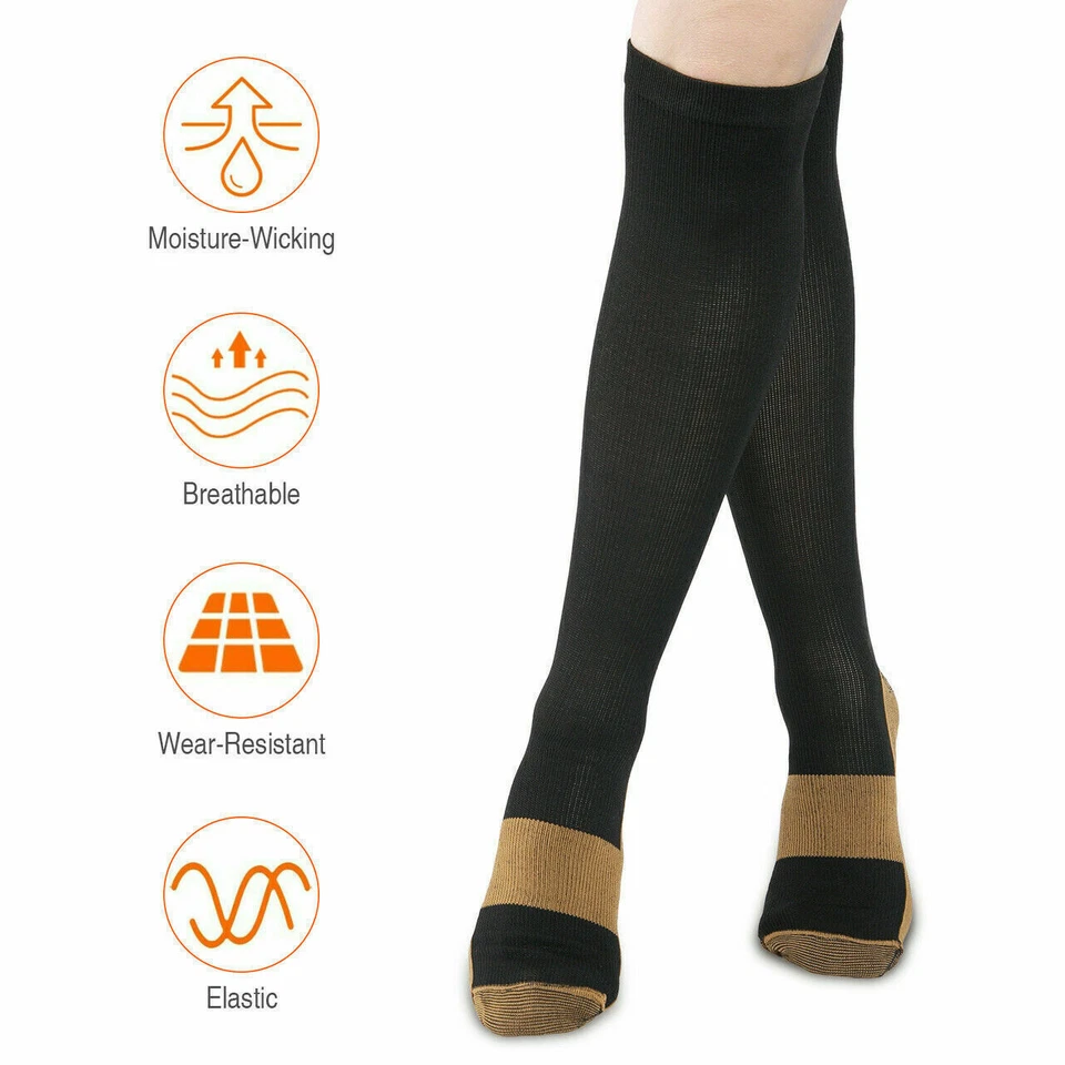 10 Pairs Copper Compression Socks 20-30mmHg Graduated Support Mens Womens S-XXL - Image 2 of 4