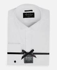  89 Michelsons 17 34/35 Men Slim-Fit White French-Cuff Tuxedo Formal Dress Shirt