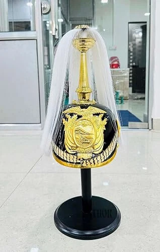 Casco Pickelhaube Flamingo Blanco Alemán Prusiano Acentos de Latón Oficial Imperial Foto 2 de 4