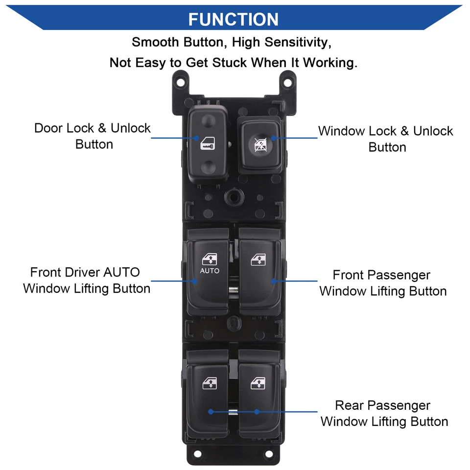 Power Window Switch Control Button for 2005 2006 2007 Hyundai Sonata 93570-3K010 - Image 2 of 4