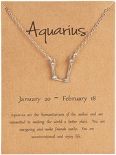 Bling Rhinestone Constellation Zodiac Sign Pendant Necklace 17" 2" extender NIP