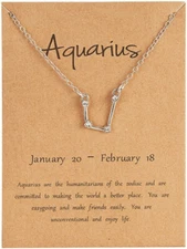 Bling Rhinestone Constellation Zodiac Sign Pendant Necklace 17"+2" extender NIP