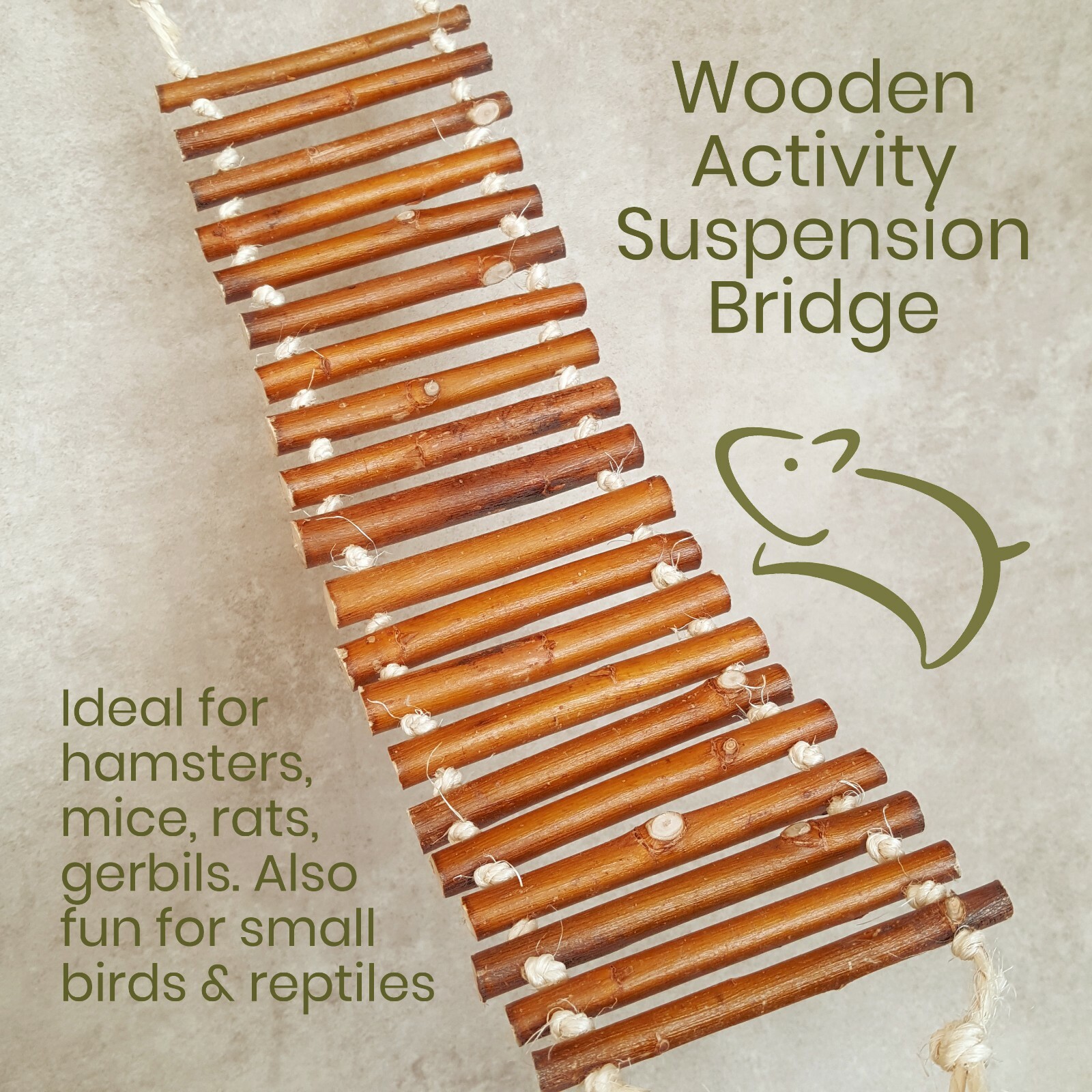 Natural Wooden Activity Suspension Bridge Climbing Toy for Hamsters & Gerbils