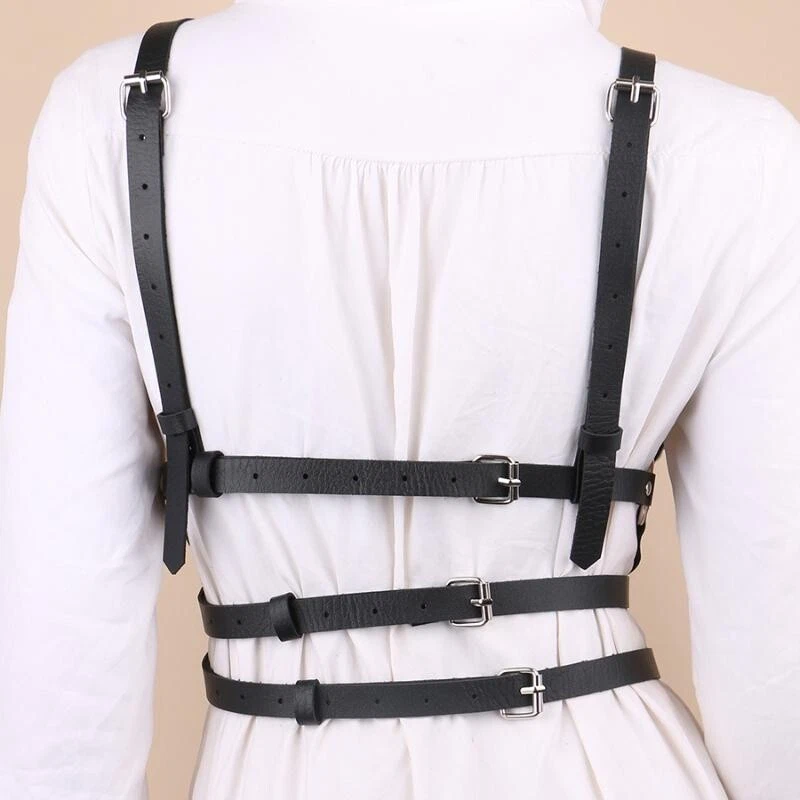 Harnais Adulte Harnais Punk En Cuir TOFBS - Ceinture Corps Réglable - Style Gothique - Taille Unique Costume Halloween Rave