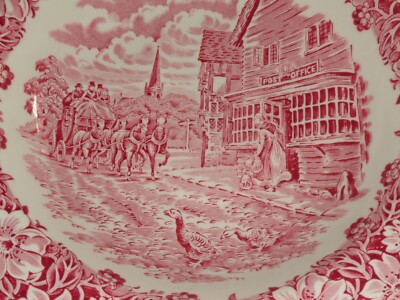 Royal Tudor Ware COACHING TAVERNEN Dessertschale in rot und weiß 
