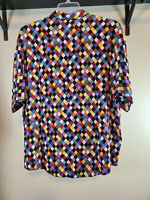 Vintage Hutspah Men's Button Up Multicolor Retro Geometric