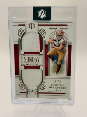 2025 Panini National Treasures #ST-CMY Christian McCaffrey Sunday Treasures #/99