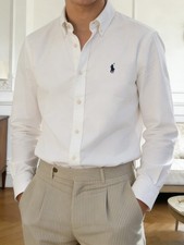 Polo Ralph Lauren Oxford Shirt White Medium 100% Cotton Button Down Slim Fit