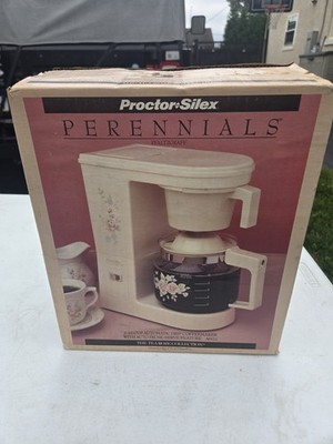 NIB Vintage Proctor-Silex Coffee Maker Perennials Tea Rose Collection A6111