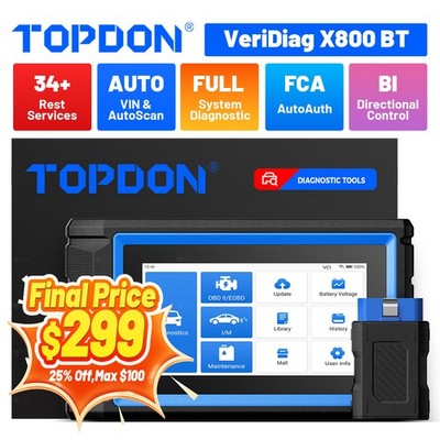 TOPDON VeriDiag X800 BT OBD2 Scanner Bi-Directional Full System 34+ Reset CAN-FD