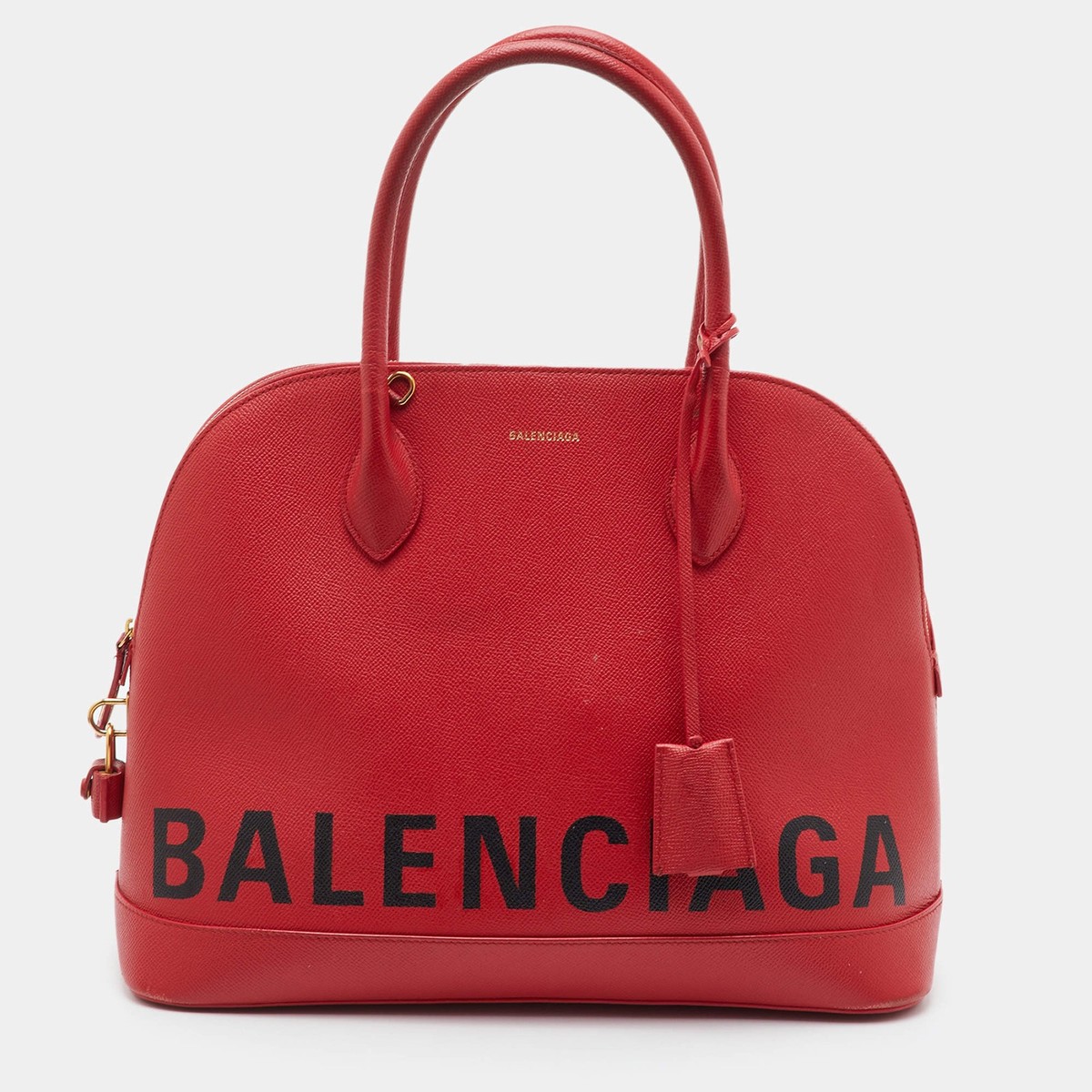 Balenciaga Ville Medium Red Leather Dome Satchel | eBay