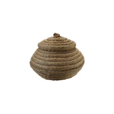 Creative Co-Op Woven Straw Basket with Lid, Natural