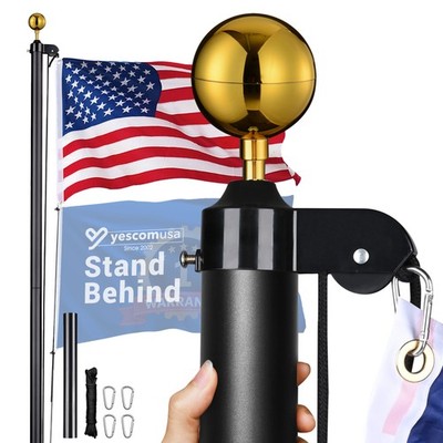 Yescom Bravery 20ft 13 Gauge Thicken Sectional Flag Pole Kit for Outside House