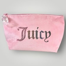 Juicy Couture Pink Velour Makeup Bag With Refillable Bottle Rainbow Logo