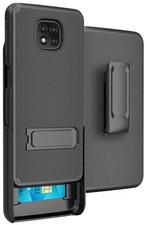 Double Layer Black Case Cover Kickstand+Belt Clip for Motorola Moto G Power 2021