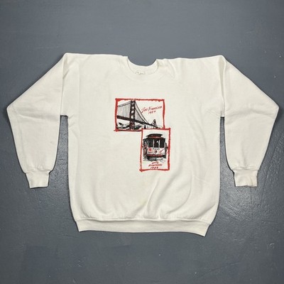 Vintage 1980s San Francisco Drug Emporium Crewneck Sweatshirt White XL VTG READ 
