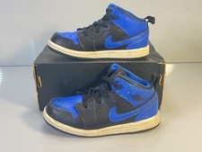 Nike Jordan 1 Mid BT 640735-048 Niños Talla 9C Zapatos de Baloncesto Negro Azul/Confeti