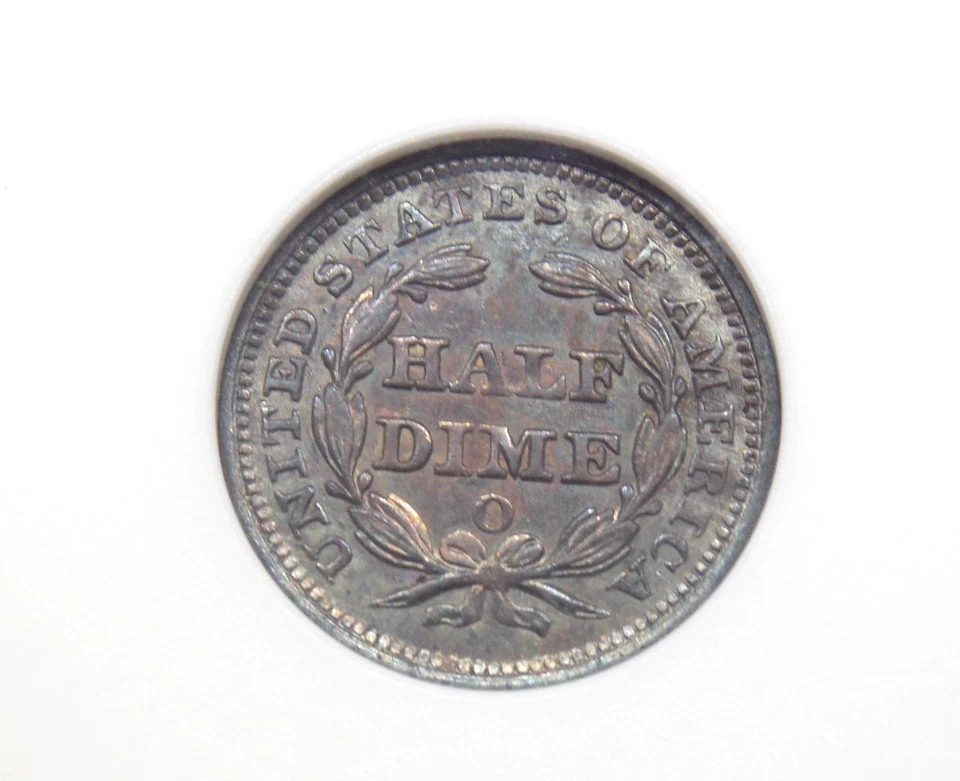 1857 "O" Seated Liberty SILVER Half Dime H10 NGC MS64 #012 Unc BU *FATTY* ECC&C - Image 3 of 4