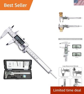 Stainless Steel Digital Caliper: Precision Measuring Tool with Large LCD Display