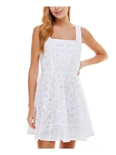 CRYSTAL DOLLS Womens Sleeveless Square Neck Mini Party Fit + Flare Dress