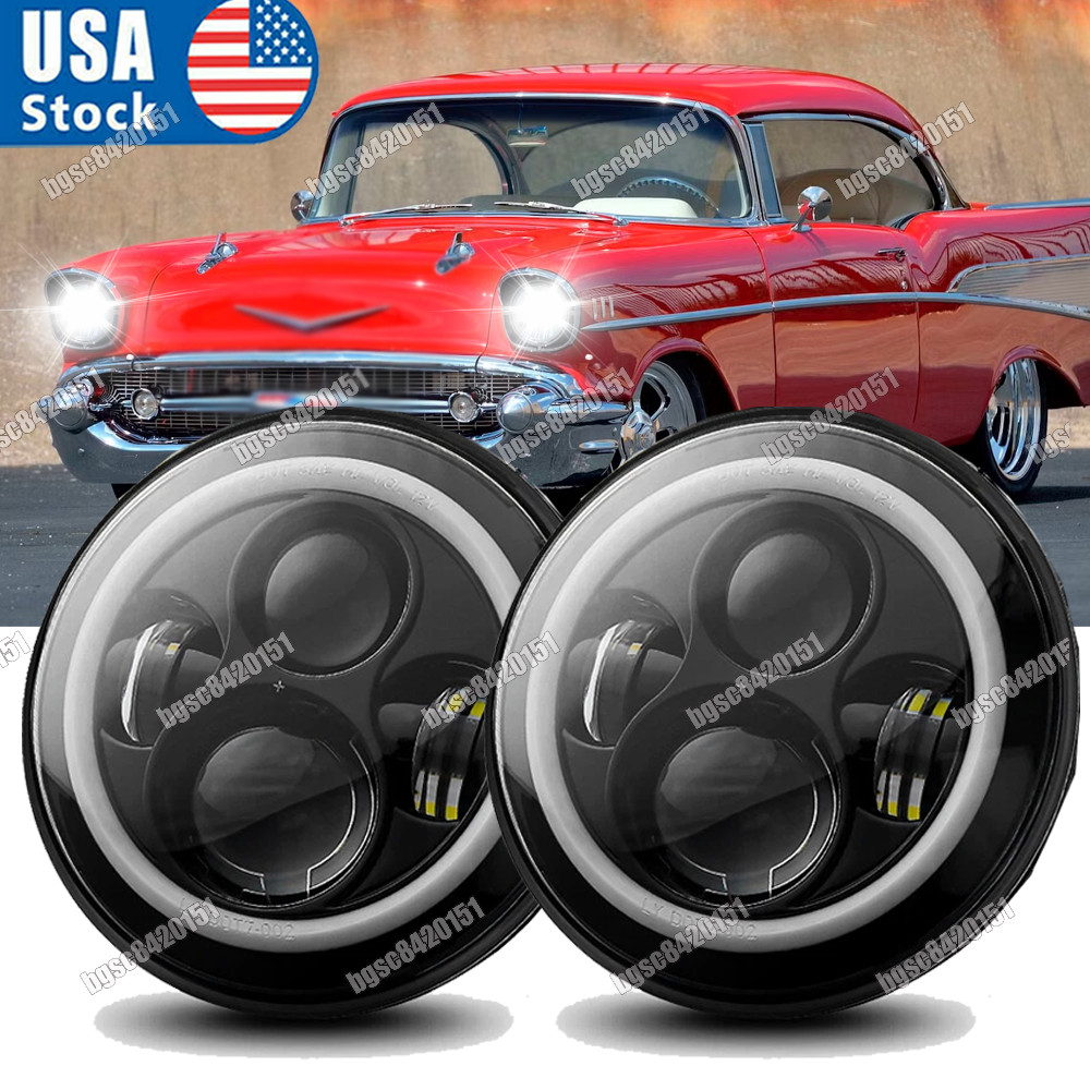 7Inch LED Headlight DRL Hi/Lo Beam Fit for Chevrolet Bel Air 1953-1957