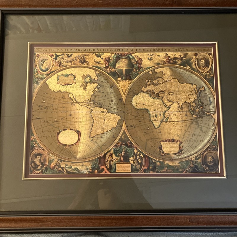 Nova Totivs Terrarvm Orbis Geographica Tabvl Gold Foil Framed Picture 