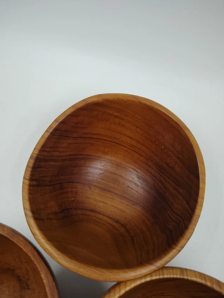 Vintage Winsome Wood Teak Bowls Set 4 Genuine Teak Thailand Salad Snack MCM Deco - Image 4 of 4