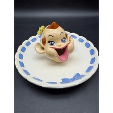 Vintage Pixie Smoker Head Ashtray with Underplate