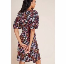 Maeve Anthropologie 0 Melody Puff Sleeve Mini Dress Blue Floral NWT