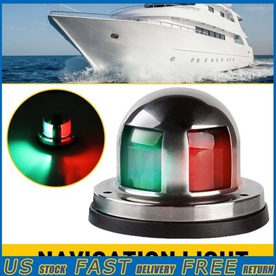 Stainless Steel 12V Bow LED Navigation Light Marine Boat Yacht Pontoon 2 in 1 EV