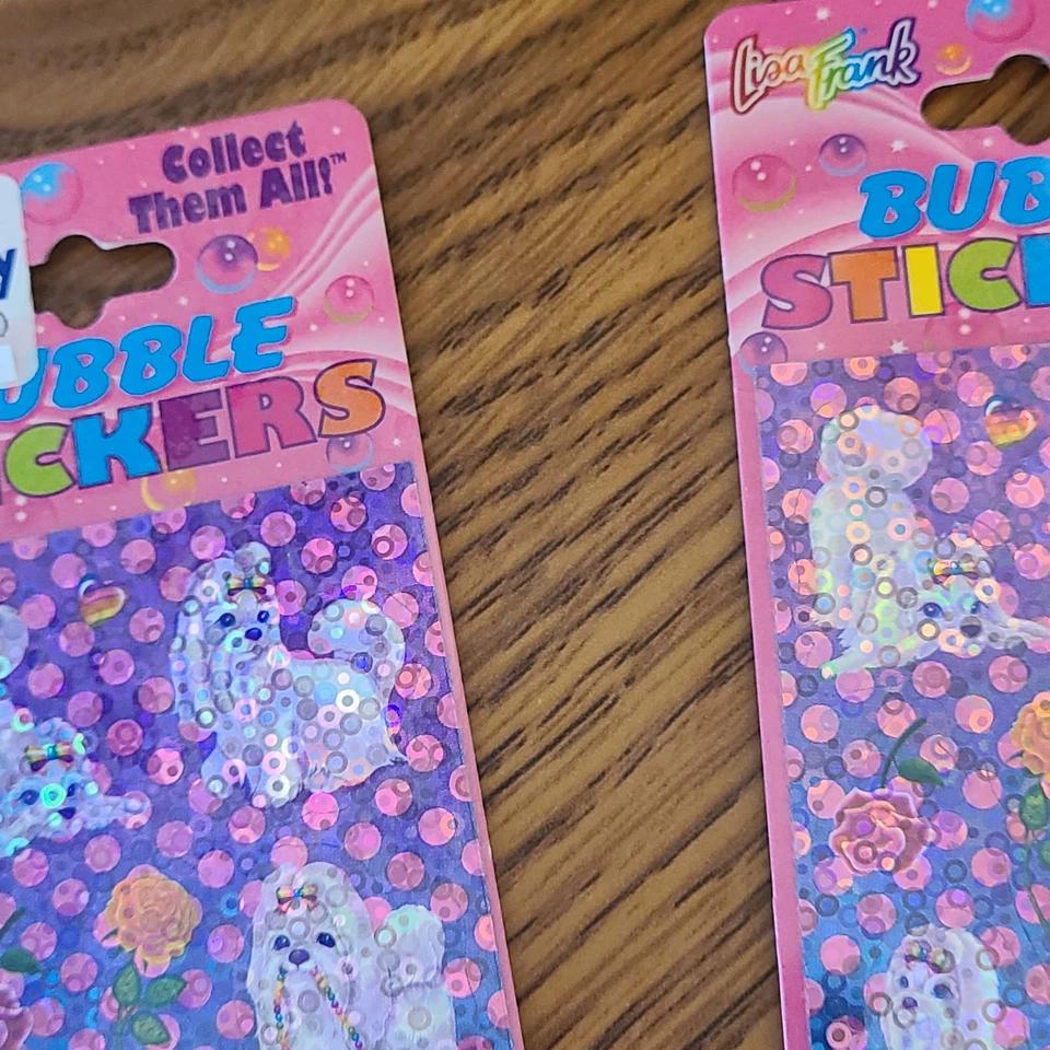 Lisa Frank Prism Holographic Bubble Stickers-Dog Pearls Princess 1990's Lot Of 2 - Image 4 of 4