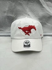 SMU Mustangs NCAA '47 Brand White Clean Up Adjustable Strapback Hat