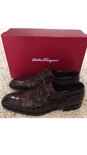 Salvatore Ferragamo Brown Crocodile Alligator Leather Shoes 9