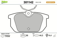 Valeo Bremsbelagsatz Scheibenbremse Essential 301142 FüR Fiat Lancia Alfa UNO SW