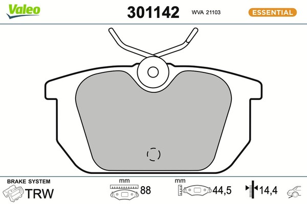 Valeo Bremsbelagsatz Scheibenbremse Essential 301142 FüR Fiat Lancia Alfa UNO SW-image