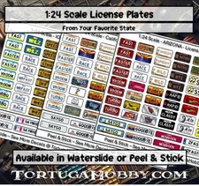 1:24 Scale License Plates in Your State - Mini Decals for Models, Diecast, Derby