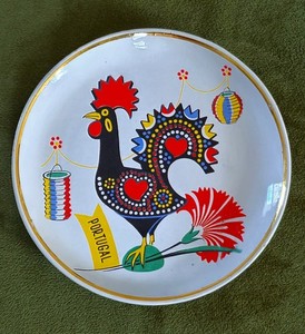 Vintage Hand Painted Ceramic Rooster of Barcelos Portuguese Cockerel, 7-inch