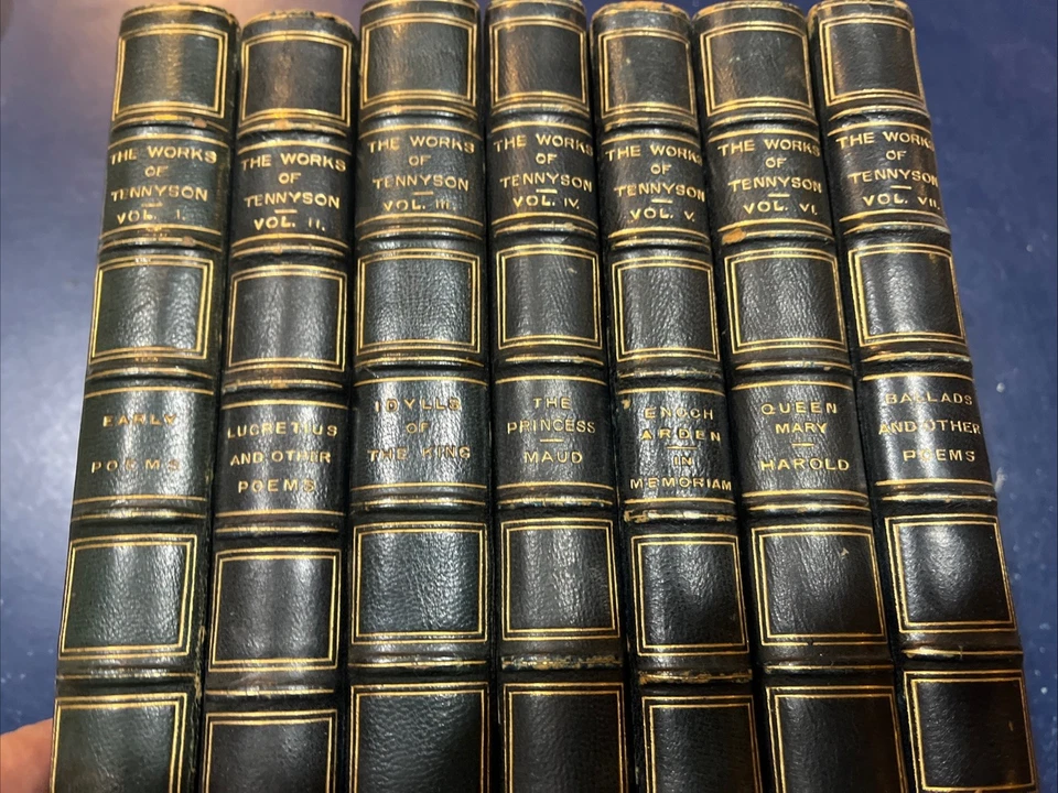 The Works Of Alfred Lord Tennyson Ten 1884 Macmillan Marbled HC, 7 Vol. Set - Imagem 2 de 4