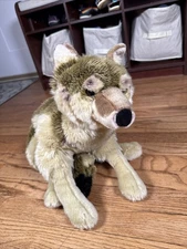 Vintage FAO Schwarz Timber Wolf Plush Stuffed Animal Realistic 26" Long