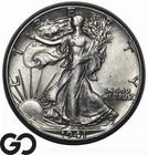 1941 Walking Liberty Half Dollar, Lustrous Choice AU++/Unc