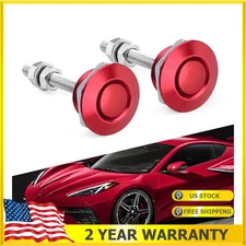 Car 2x Bumper Push Red Button Quick Release Hood Bonnet Pins Lock Clip Latch Red