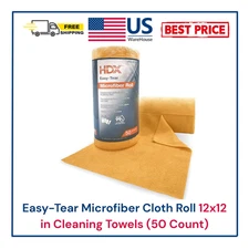 Easy-Tear Microfiber Cloth Roll 12x12 in Cleaning Towels (50 Count)